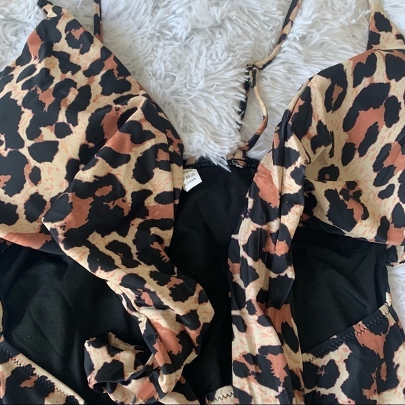 Nwot Animal Print Cut Out Monokini One Piece Bathing Suit High Waist - Picture 9 of 13